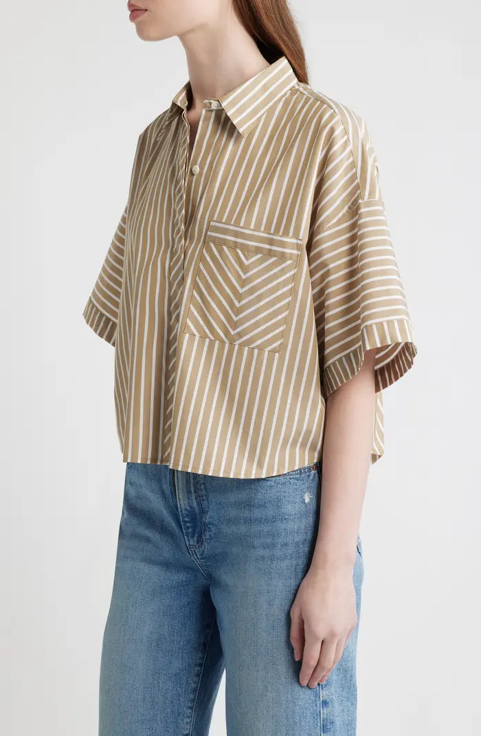 Marin Stripe Crop Button-Up Shirt | Nordstrom