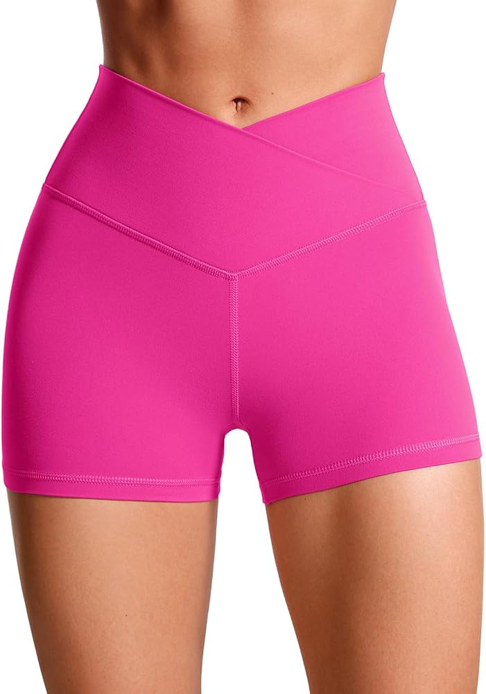 CRZ YOGA Womens Butterluxe Crossover Biker Shorts 3 Inches - Criss Cross High Waisted Workout Yog... | Amazon (US)