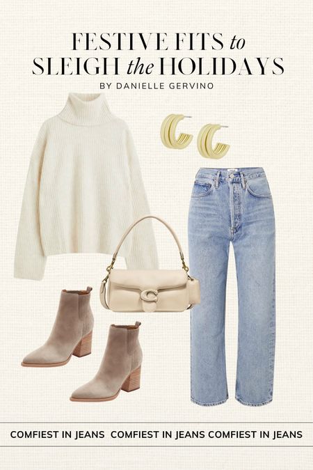 Holiday outfit ✨ Comfiest in jeans // keep it casual but polished with an oversized knit and a pointed-toe boot. 

Jewelry code: DANIELLE20 

Holiday look, holiday fashion, casual holiday, holiday jeans outfit, neutral holiday outfit

#LTKHoliday #LTKstyletip #LTKSeasonal