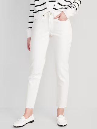 Curvy High-Waisted OG Straight White Cut-Off Ankle Jeans for Women | Old Navy (US)
