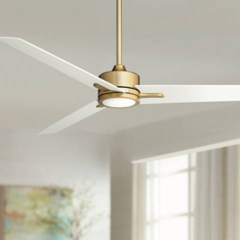 60" Monte Largo Soft Brass LED Ceiling Fan with Remote Control - #144V9 | Lamps Plus | Lamps Plus