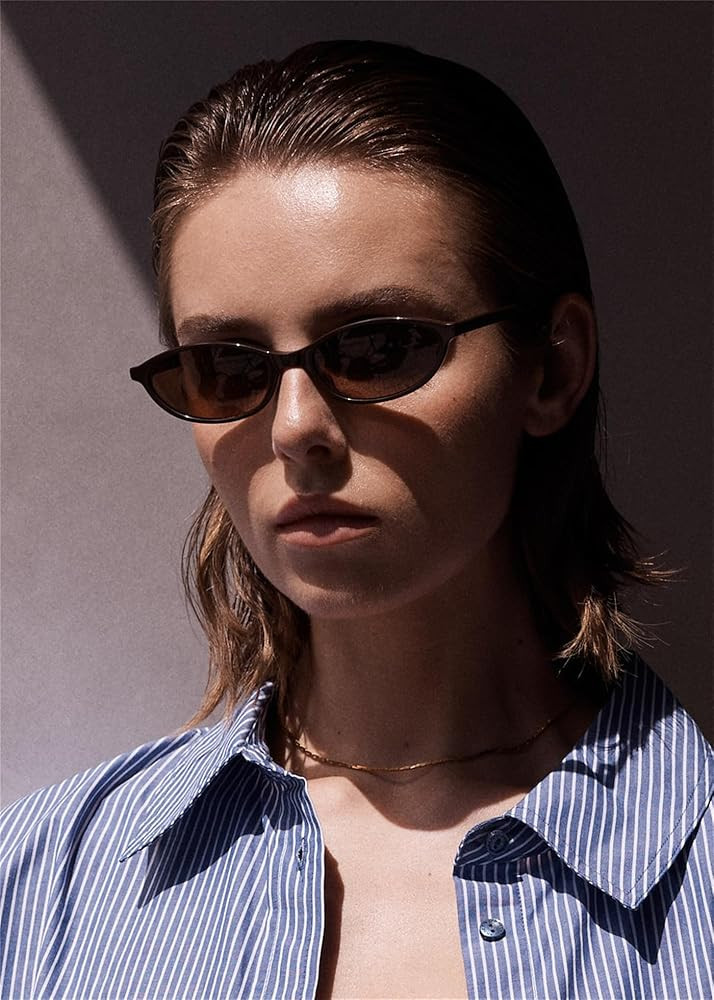 Retro Oval Sunglasses for Women Chic Cat Eye 90s Sunnies Lightweight Narrow Shades Trendy UV prot... | Amazon (US)