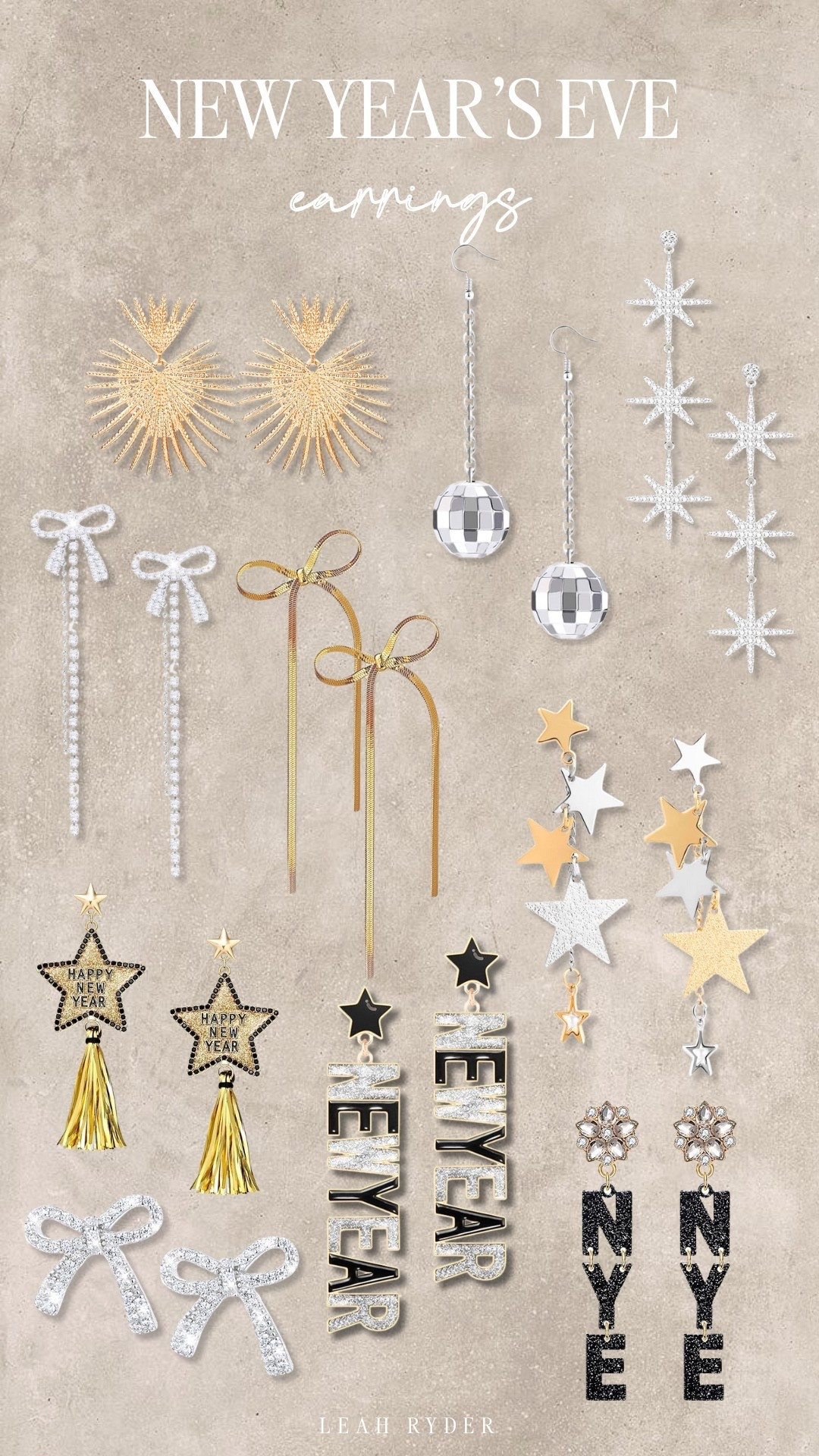 These New Year’s Eve earrings are the perfect finishing touch for any holiday or party outfit. From sparkly star earrings to disco ball drops and bold statement styles, these New Year’s Eve jewelry picks add instant glam. Whether you’re dressing up a little black dress or styling a festive skirt and top, these earrings for New Year’s Eve elevate your look effortlessly. These New Year’s Eve statement earrings are great for parties, photos, and ringing in the new year with extra shine.

#LTKBeauty #LTKSeasonal #LTKHoliday