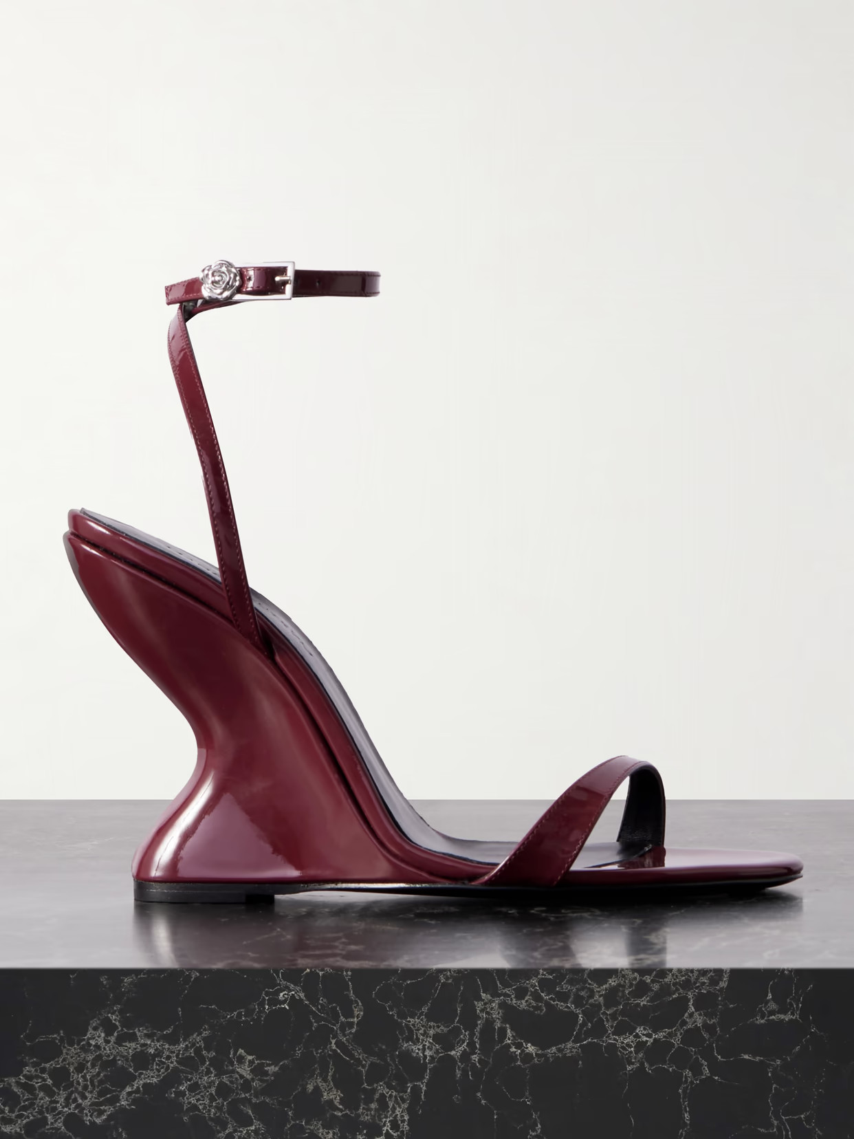Magda Butrym - Patent-leather Wedge Sandals - Burgundy - IT35 | NET-A-PORTER APAC