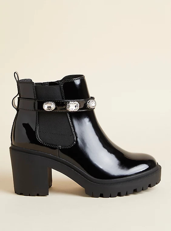 Patent Jeweled Heel Bootie (WW) | Torrid (US & Canada)