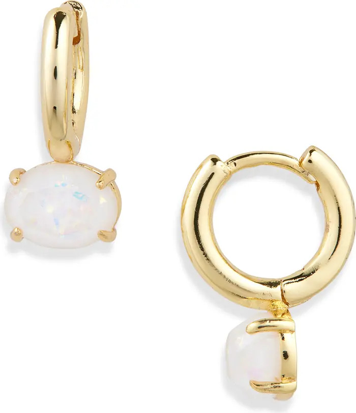 Demi Fine Oval Stone Huggie Hoop Earrings | Nordstrom