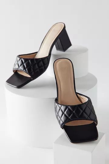 UO Callie Quilted Heeled Mule Sandal | Urban Outfitters (US and RoW)