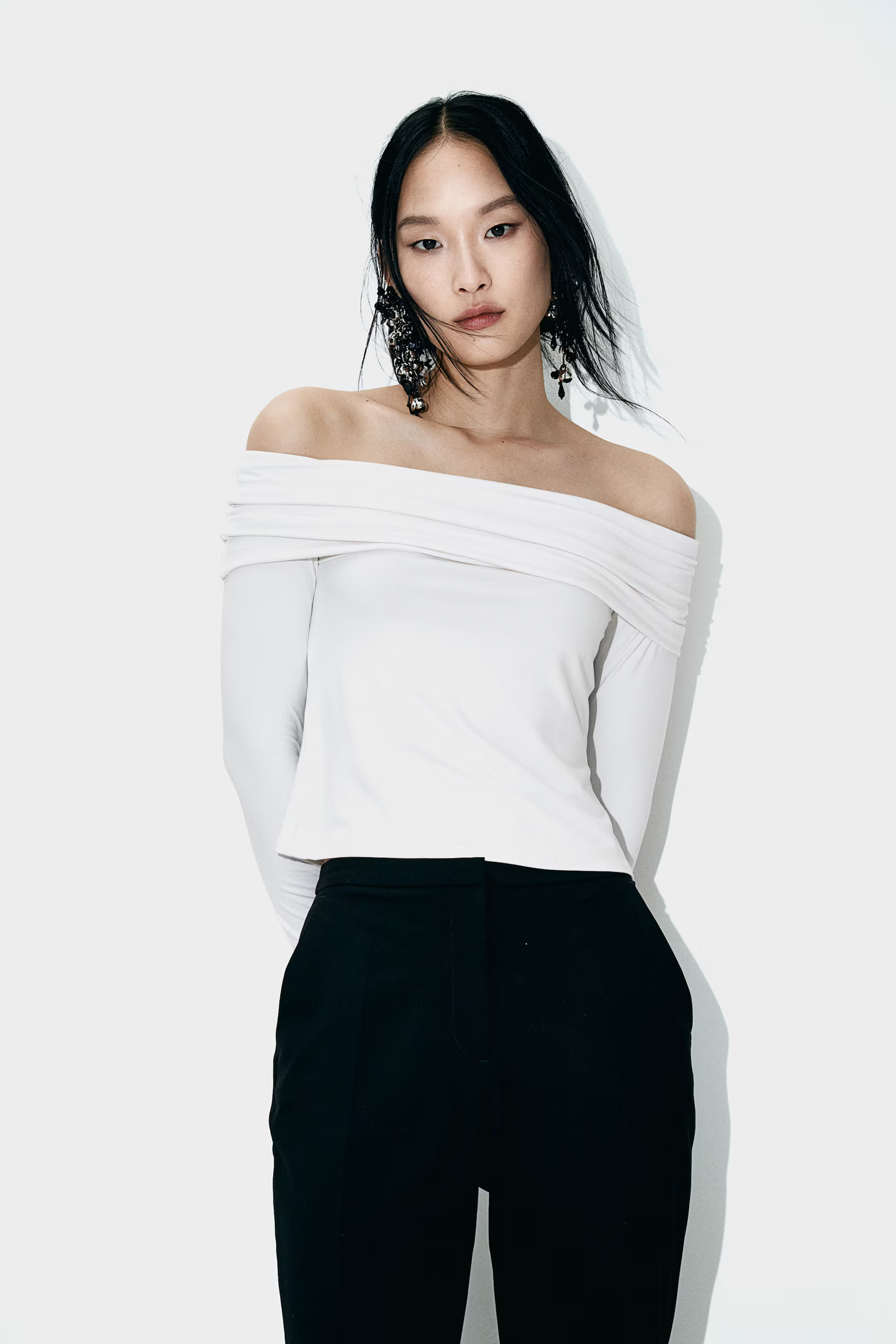 Off-the-Shoulder Top - White - Ladies | H&M US | H&M (US + CA)