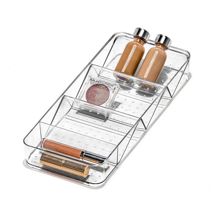 Small Shallow Tray with Angled Dividers Clear - madesmart | Target