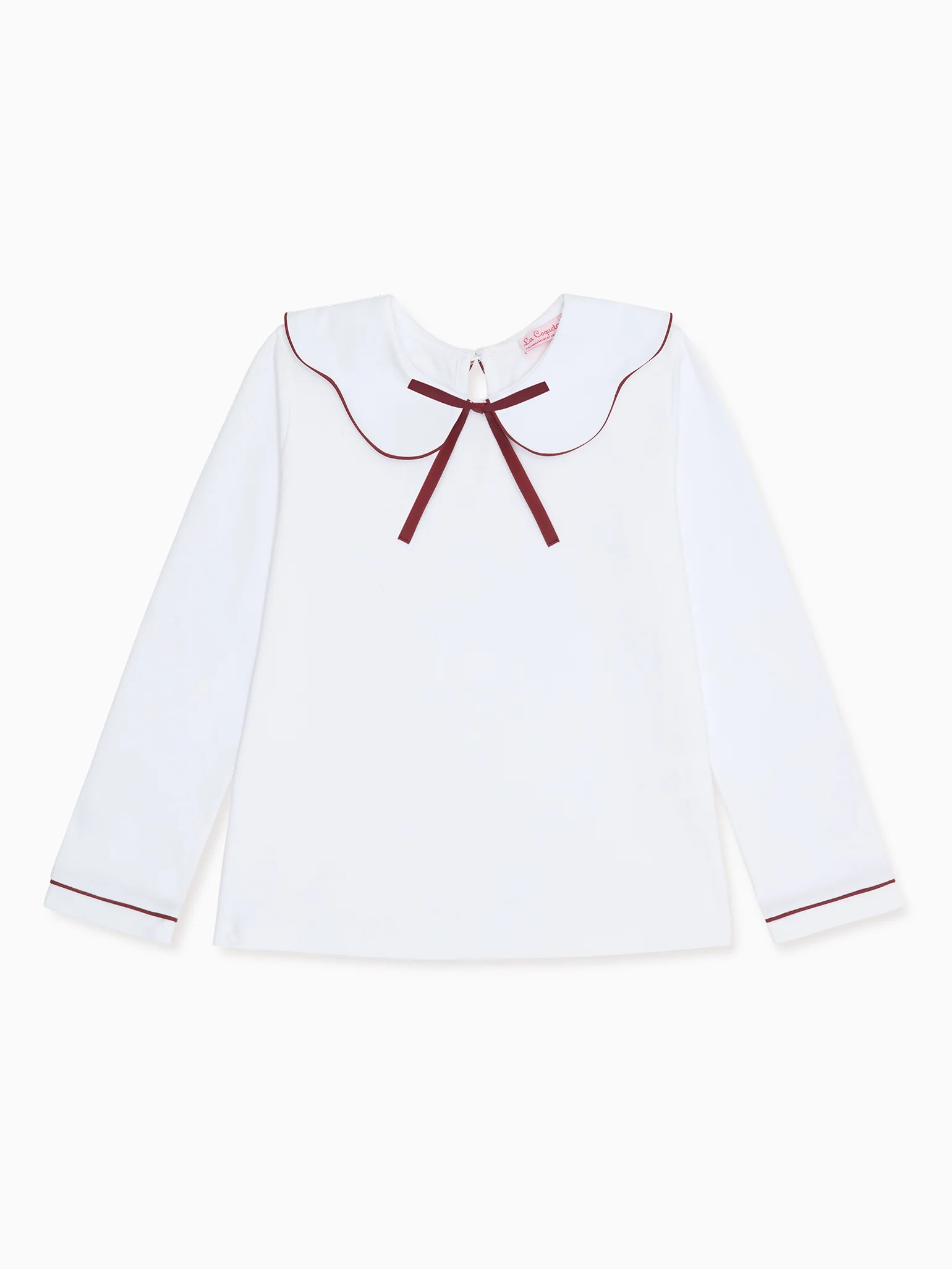 Burgundy Iziar Long Sleeve Girl Top | La Coqueta (US)