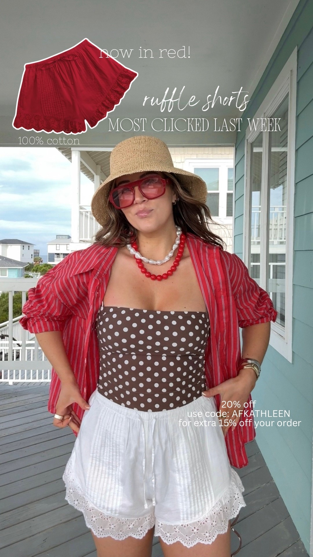 Abercrombie sale! Love these ruffle shorts so much, I had to order them in red too! Wearing a size medium in shorts and swim.

Vacation outfit. Summer outfit. Beach summer outfit. Poolside outfit

#LTKootd