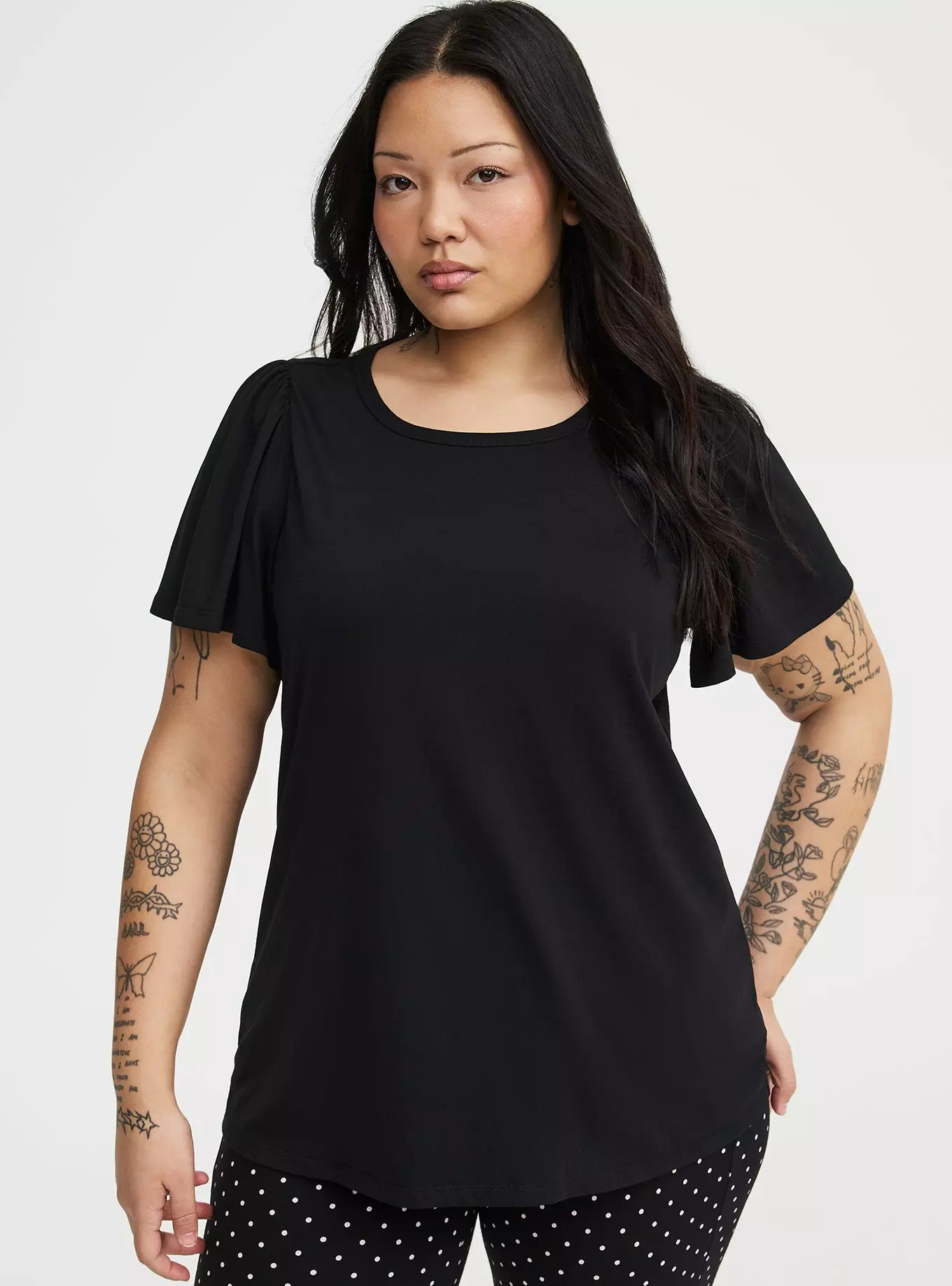 Signature Jersey Flutter Sleeve Crew Tee | Torrid (US & Canada)
