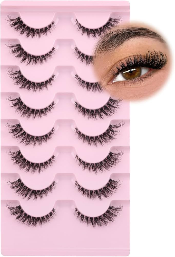 False Eyelashes Fox Eye 8 Pairs Pack 40D Natural Look Fluffy Wispy Cat Eye Lashes Soft Faux Mink ... | Amazon (US)