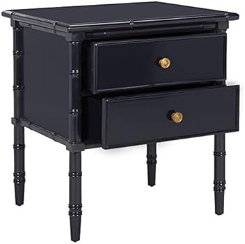 Safavieh Home Collection Mina Modern Coastal 2 Drawer 25" Bamboo Nightstand, Navy | Amazon (US)