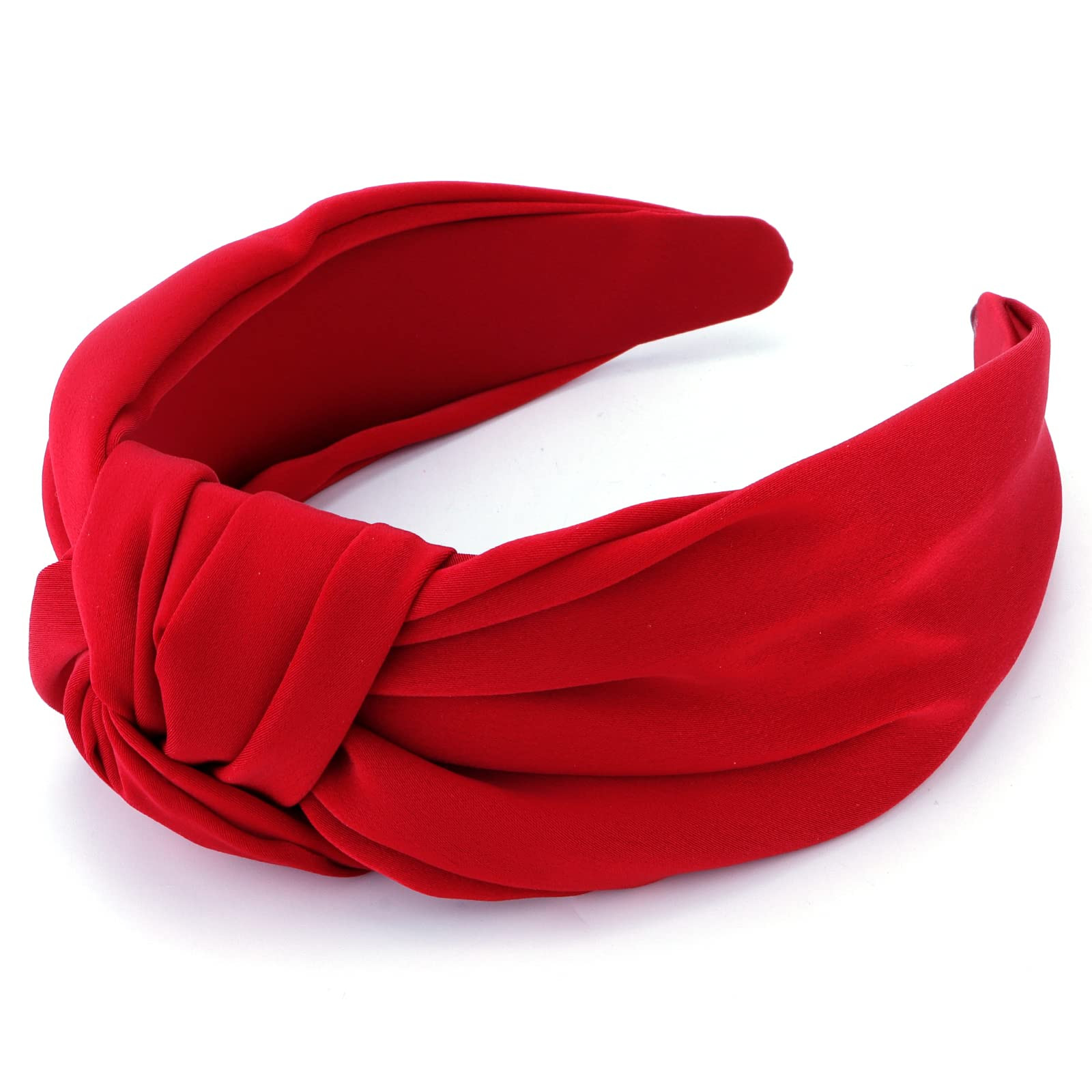 TOBATOBA Red Knotted Satin Silk Headband, Wide Non-Slip Top Knot Hair Accessory for Women | Amazon (US)