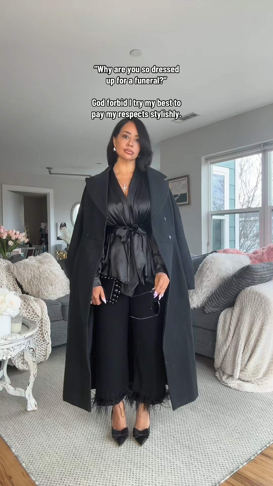 Every occasion is a reason to slay 🖤

Sizing ⬇️

5’3 • 155 lbs
Size 8 / Medium
Bust: 34DDD
Waist: 28”
Hips: 43”
Wearing Size Medium in the top and pants, Large in the coat 

over 40, millennial, petite, petite curvy, curvy, size 8, midsize, black outfit, all black outfit, funeral outfit, monochromatic outfit 

#LTKStyleTip #LTKOver40 #LTKFindsUnder50