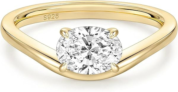 EAMTI Anillos de compromiso de plata de ley 925 de 1.5 quilates para mujer, anillos de oro de cor... | Amazon (US)