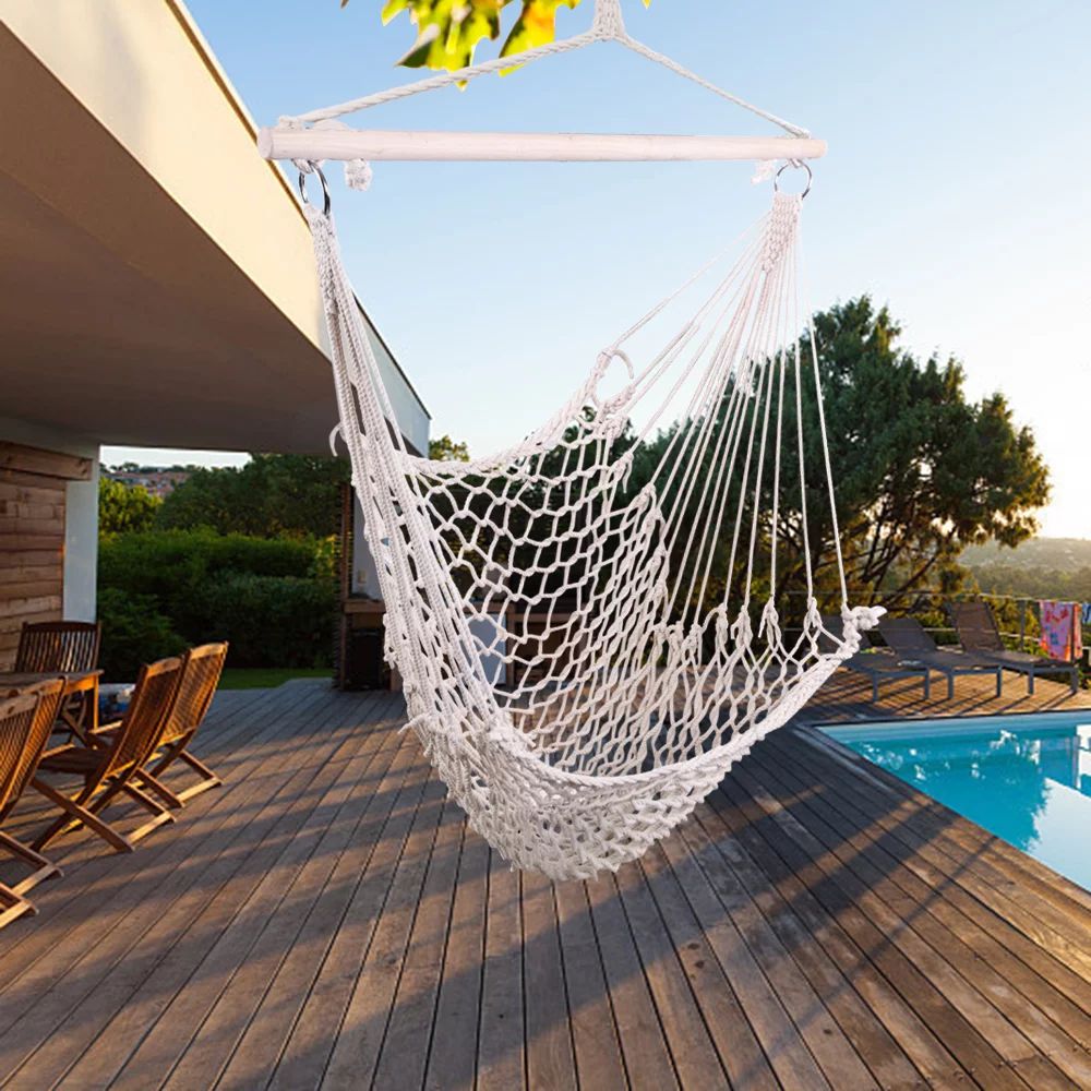Ktaxon Outdoor Hanging Swing Cotton Hammock Chair Solid Rope for Yard Patio Porch Garden | Walmart (US)