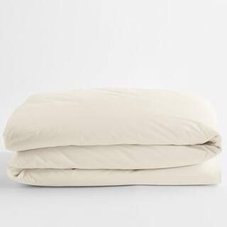 Organic Ivory Solid Cotton Percale King Duvet Cover | The Home Depot