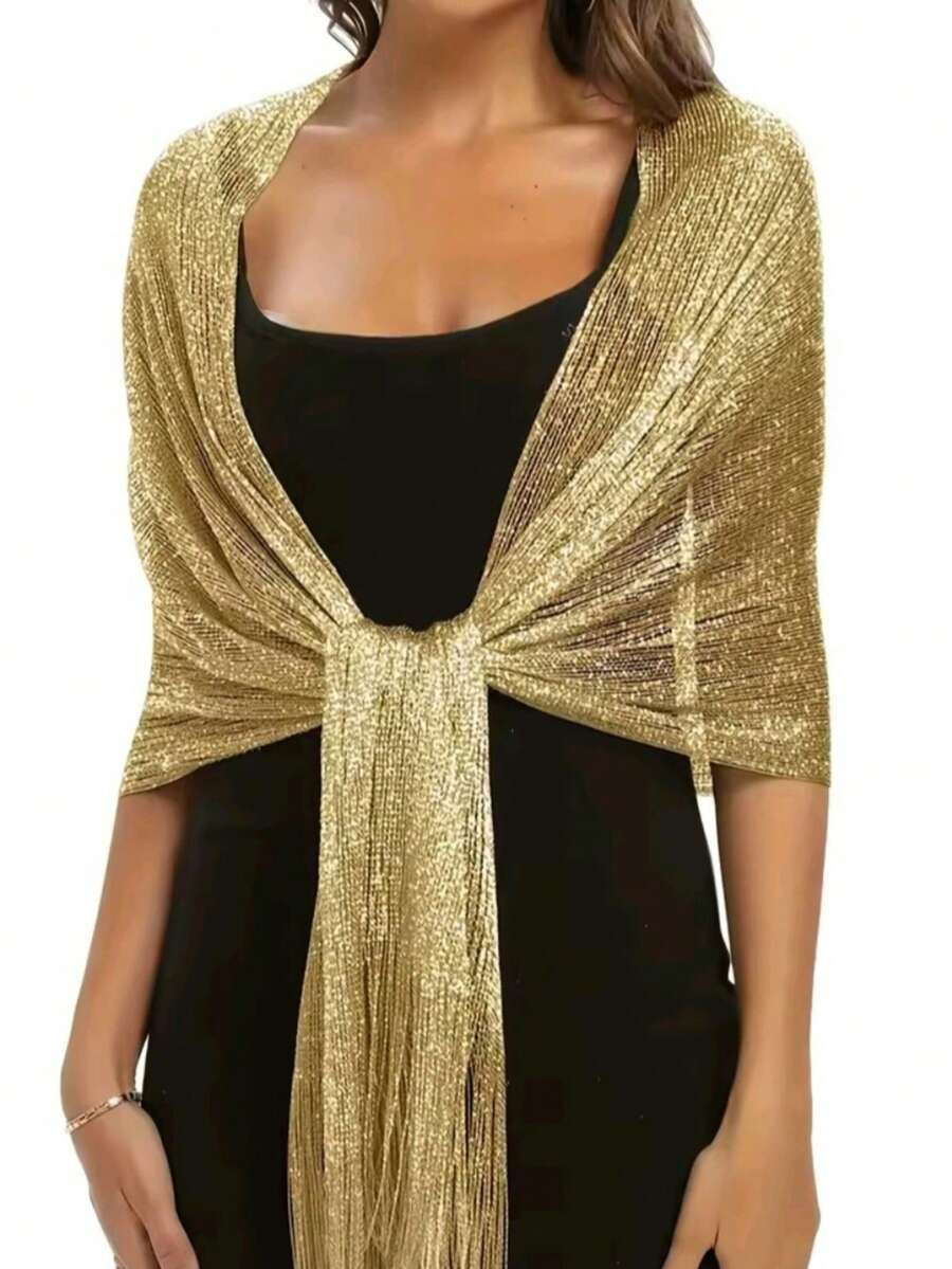 Lenço Echarpe Xale de Festa Fios Brilhosos Casamento Formatura Envio Nacional | SHEIN