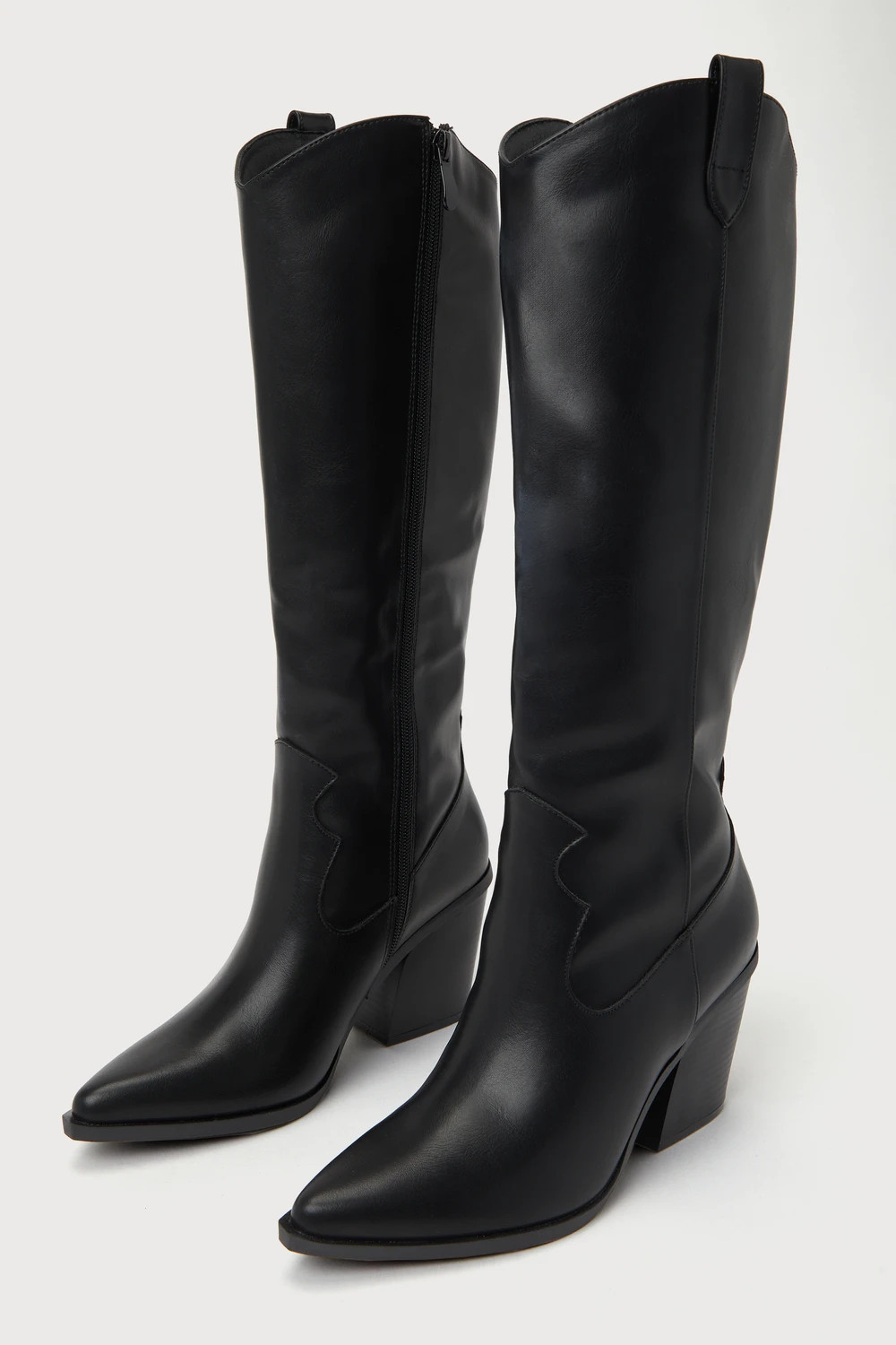 Rauland Black Pointed-Toe Knee-High Western Boots | Lulus (US)