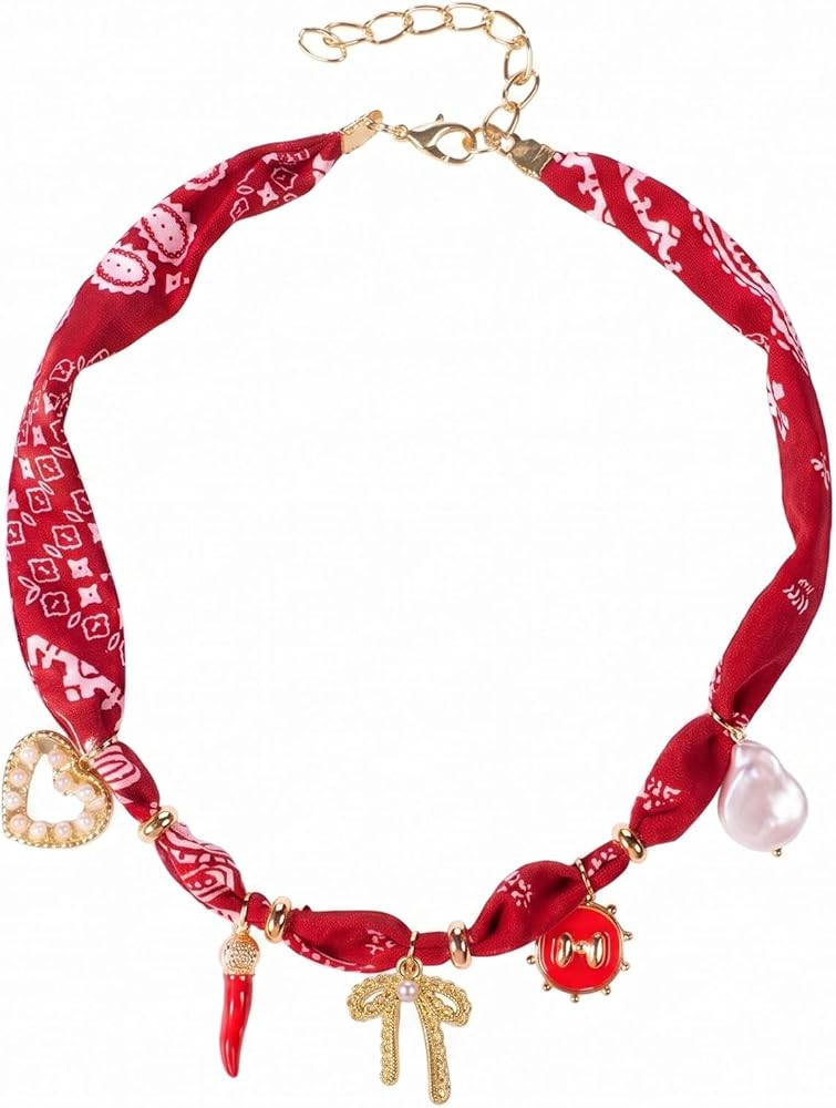 Paisley & Leopard Print Bandana Scarf Choker Necklace for Women, Silky Smooth Polyester Vintage S... | Amazon (US)