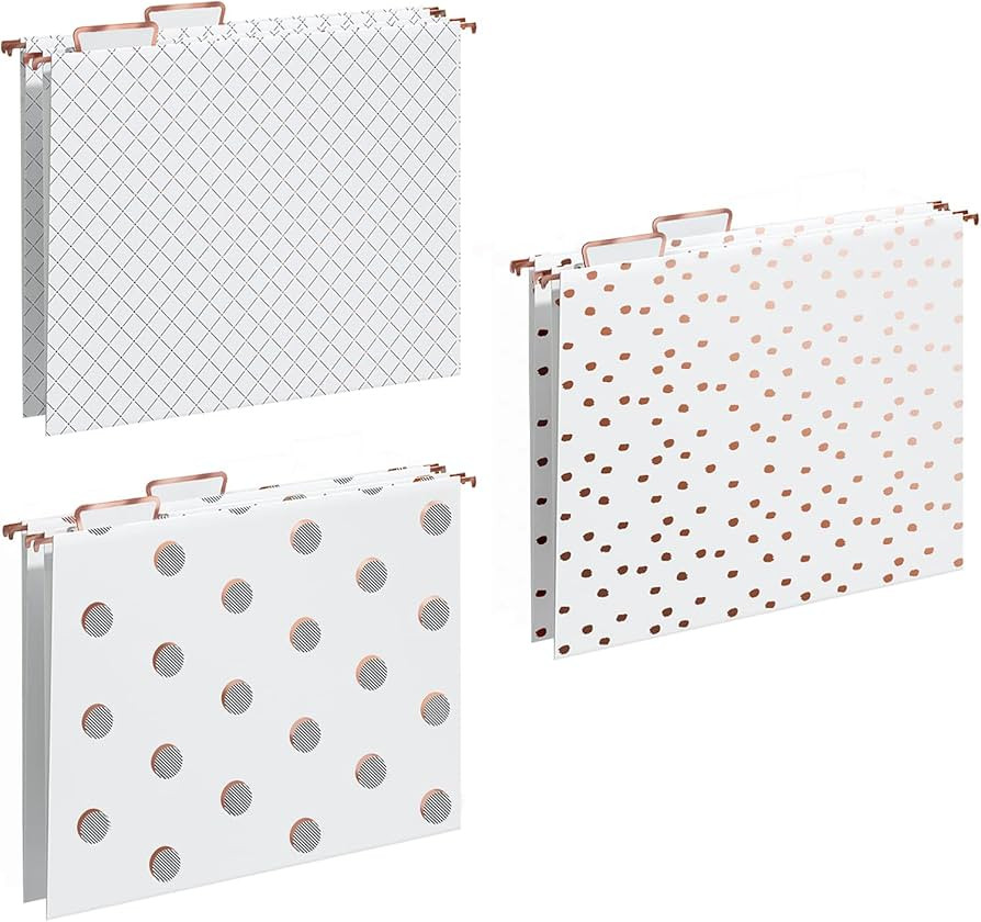 Y YOMA 6 Pack Rose Gold Hanging File Folders Letter Size Decorative File Folder Cute Pretty Hangi... | Amazon (US)