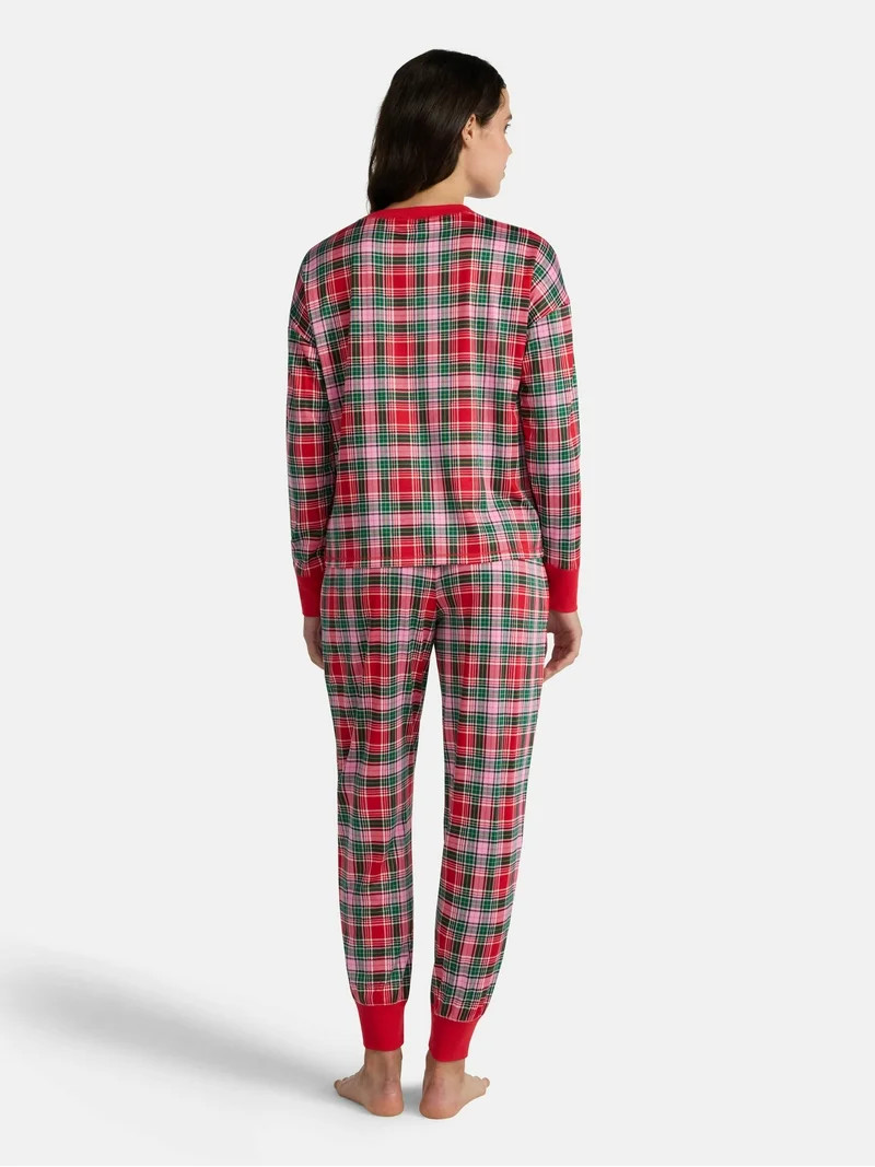 Holiday Time Women's Long Sleeve Crew Neck Sleep Top and Jogger Pants Pajama Set, 2-Piece, Sizes ... | Walmart (US)
