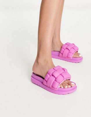 Glamorous padded weave slides in pink | ASOS (Global)