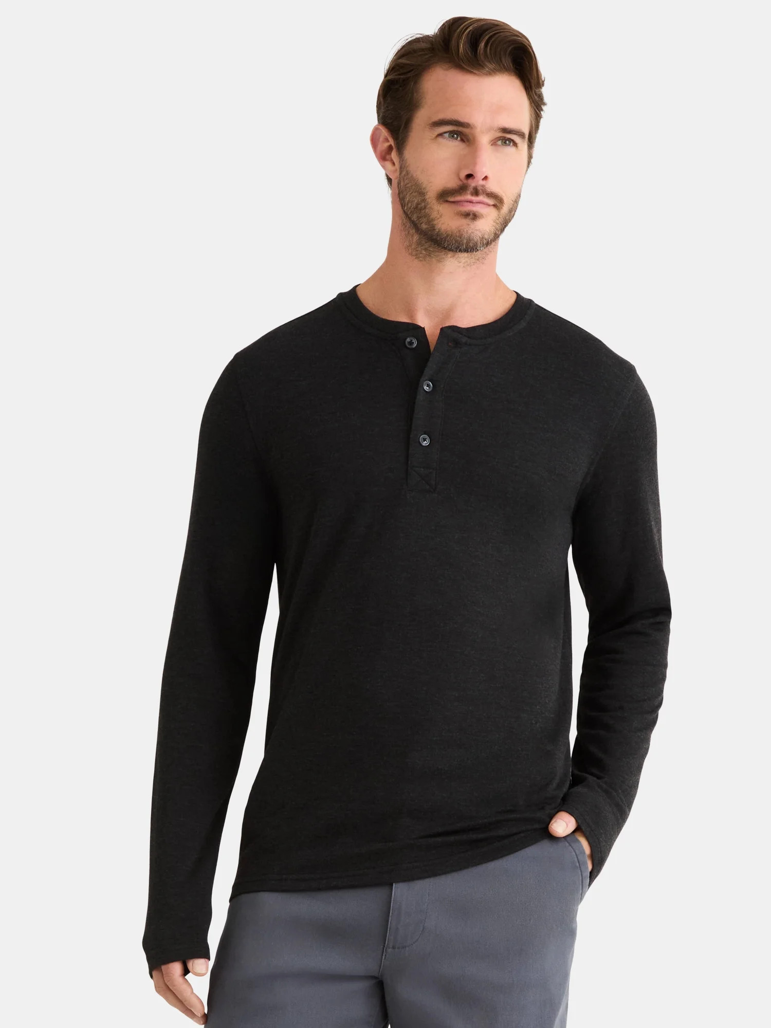 George Men's& Big Men's Double Knit Henley, Sizes S-3XL | Walmart (US)