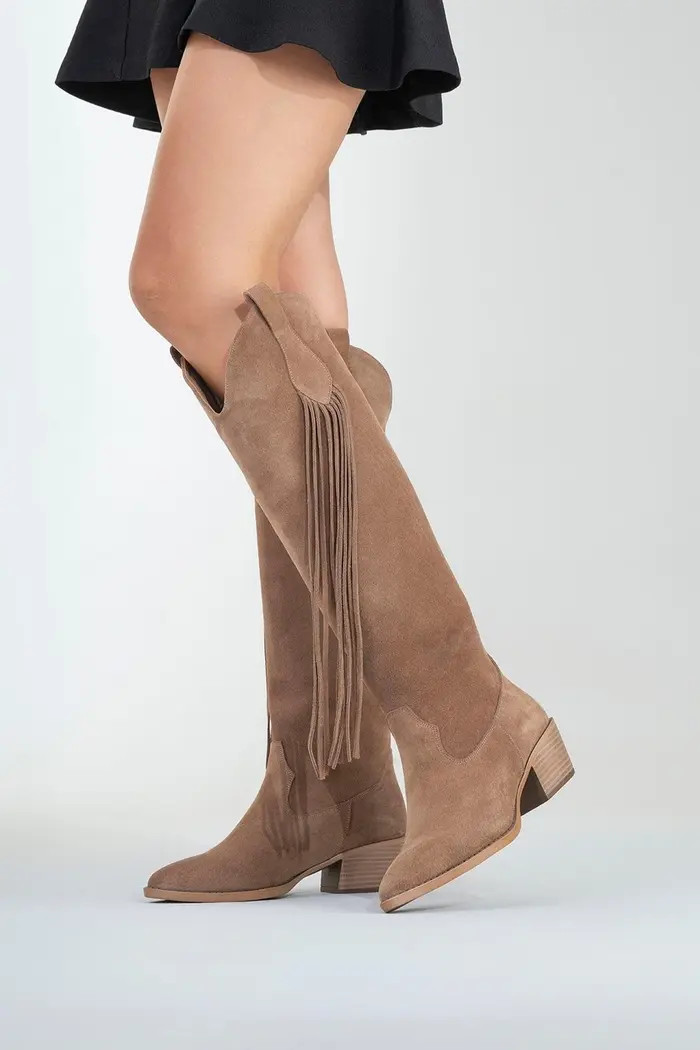 Rios Leather Fringe Knee High Boot | Nordstrom