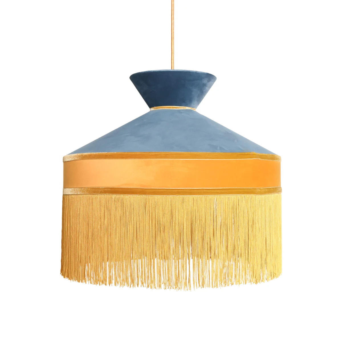 Cerulean & Mustard Fringe Chandelier | Unique Vintage-Inspired Fringe Chandelier | Scout Design Studio