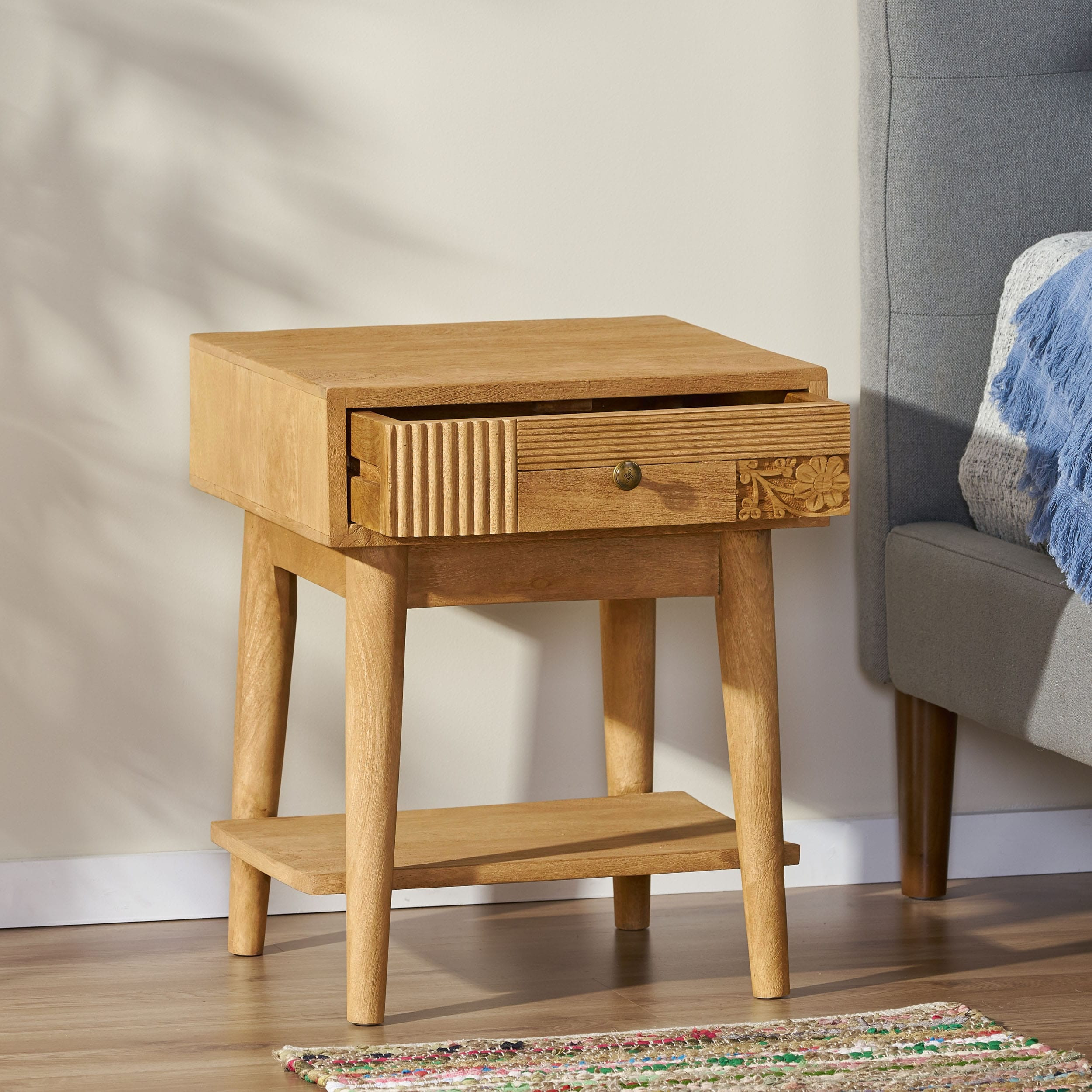 Natural Wooden Storage Cabinet Nightstand Side Table Filing Cabinet | Bed Bath & Beyond