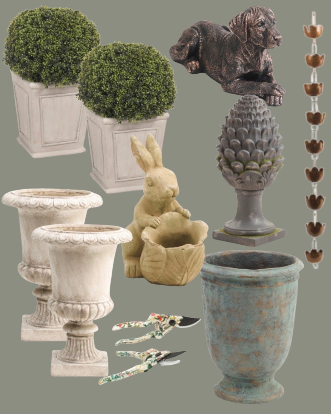 Bringing a little timeless charm outdoors 🌿

Classic urns, weathered finishes, and a touch of whimsy—these are the pieces that make a garden feel collected, not decorated. I love mixing structured greenery with vintage-inspired accents like this sweet bunny planter and aged patina pots for that effortless English cottage look.

#LTKHome