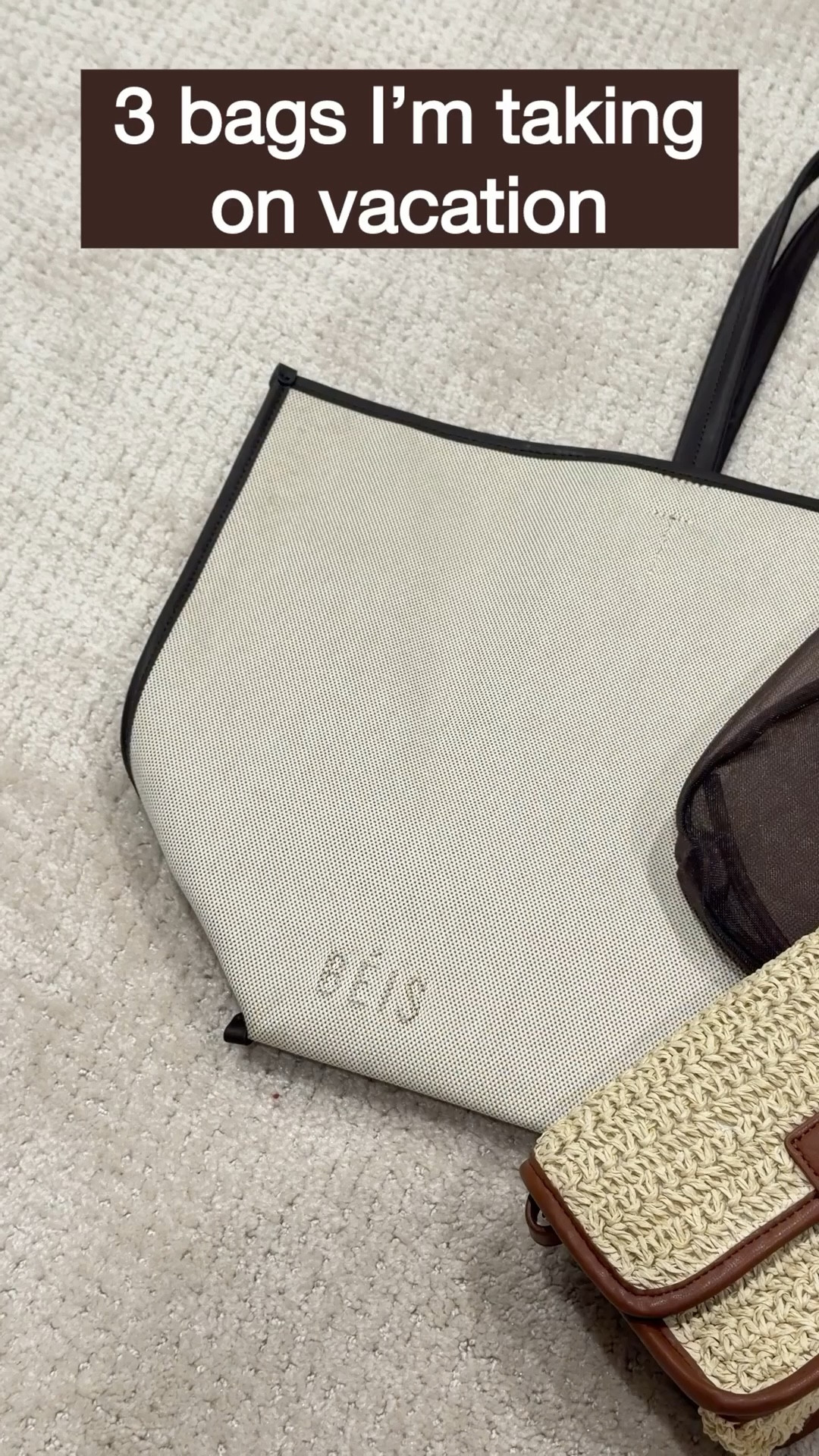 3 bags I’m taking on vacation and why 🤍

• Tote — my travel essential. Fits everything for the plane and doubles as a beach bag
• Mesh bag — lightweight, easy, and perfect for throwing in sunscreen, a book, and whatever the day brings
• Woven crossbody — small, hands-free, and instantly pulls any outfit together for dinners or exploring

Keeping it simple, functional, and styled ✨

#LTKTravel #LTKSeasonal #LTKSwim