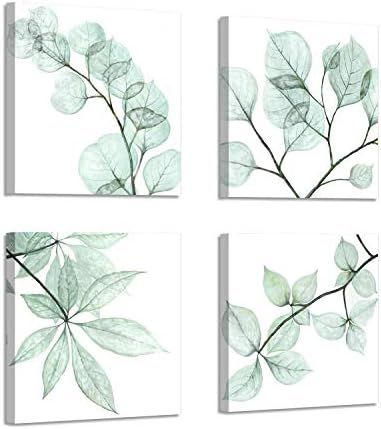 Natural Leaf Artwork Floral Pictures: Twig Graphic Art Print on Canvas for Bathroom Wall (12"W x ... | Amazon (US)