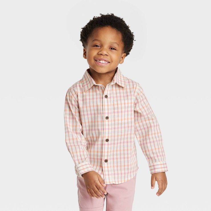 Toddler Boys' Long Sleeve Poplin Woven Shirt - Cat & Jack™ | Target