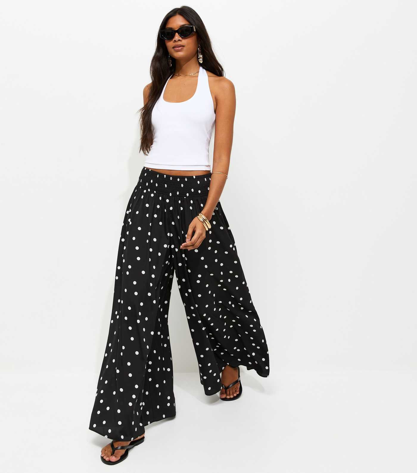Black Crepe Spot Print Palazzo Trousers | New Look | New Look (UK)