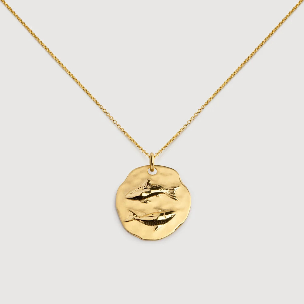 Gold Pisces Zodiac Chain Necklace | Monica Vinader (US)