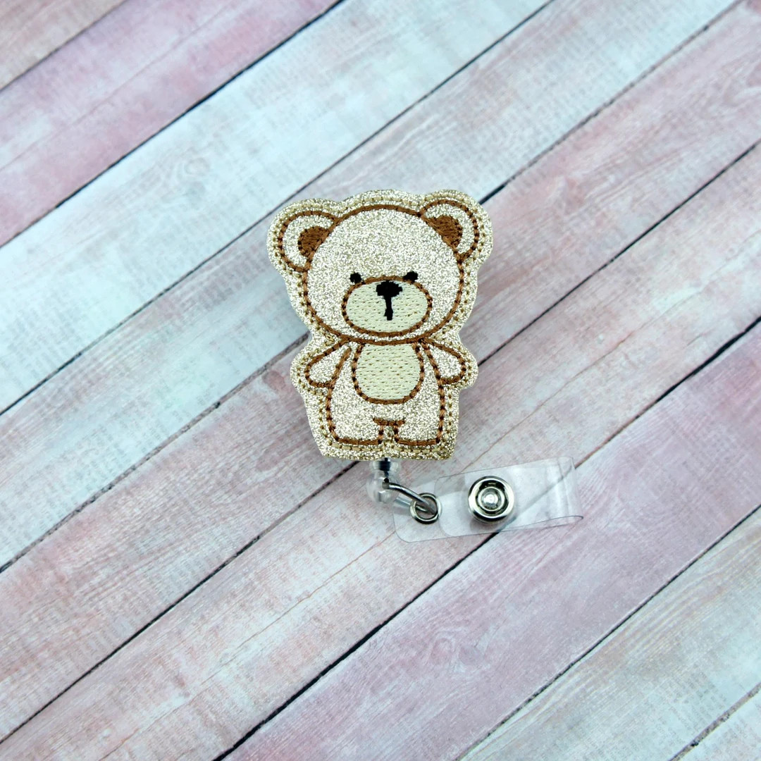 Teddy Bear Badge Reel Glitter Badge Nurse Gifts Swivel - Etsy | Etsy (US)