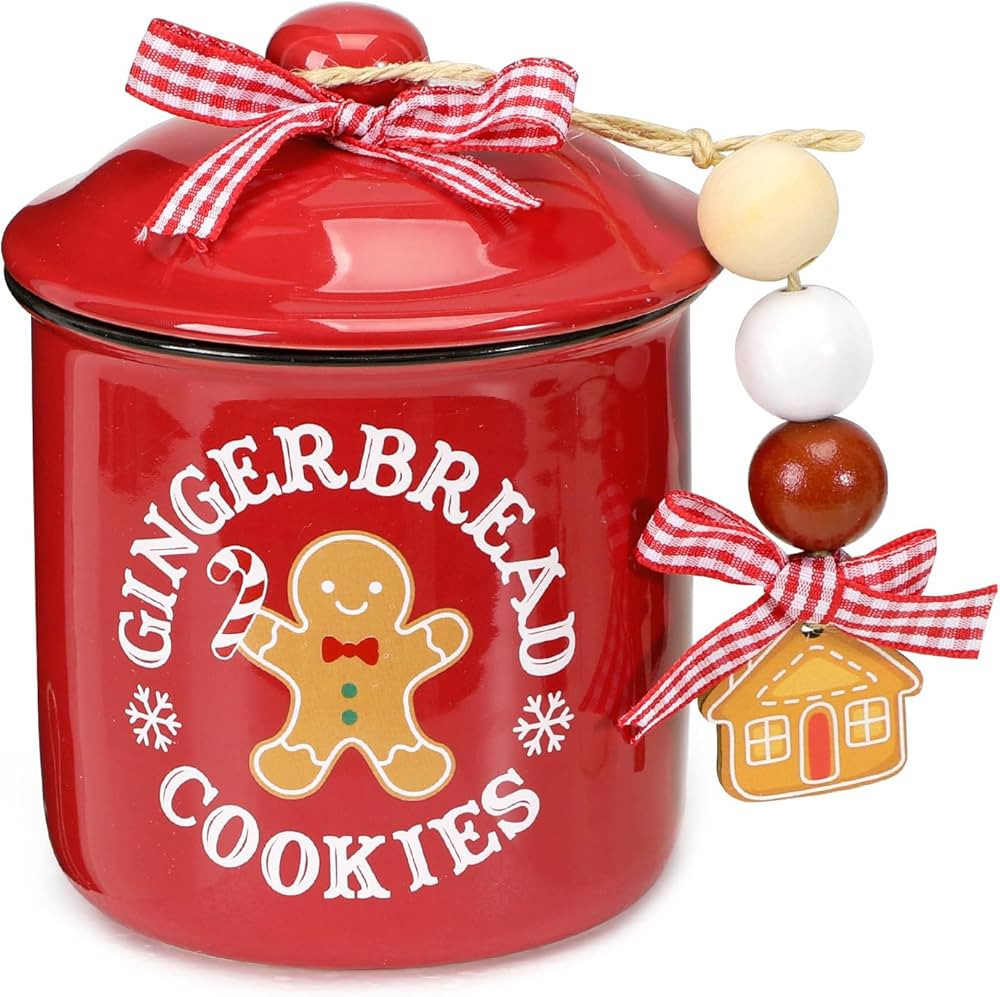 Nefelibata Christmas Decorations Ceramic Canister Gingerbread Cookies Tiered Tray Decor Xmas Mini... | Amazon (US)