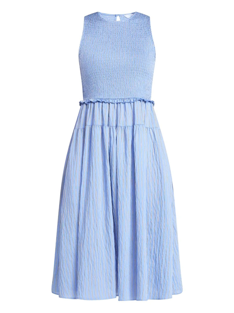 Time and Tru Women's Sleeveless Smocked Midi Dress, Sizes XS-XXXL | Walmart (US)