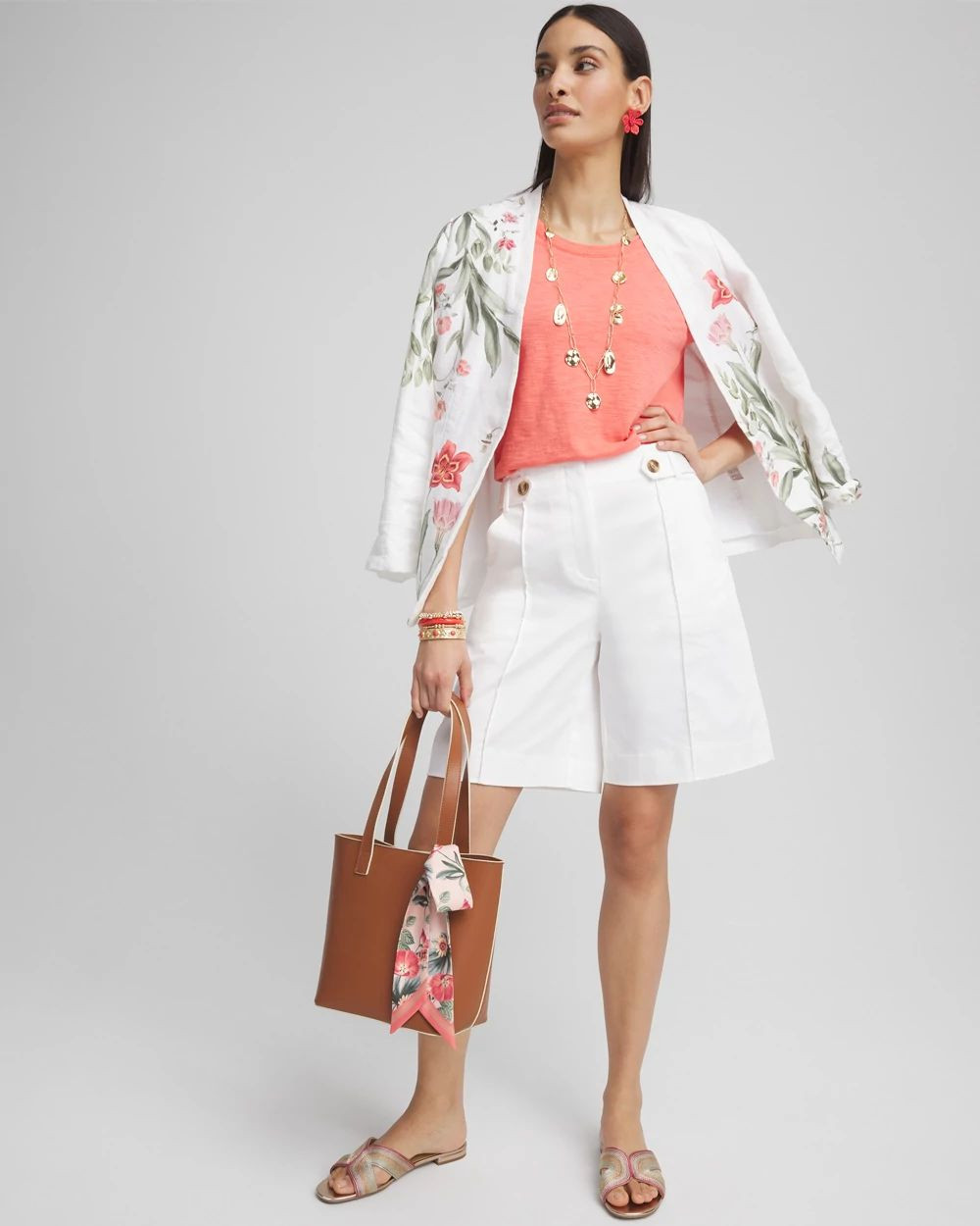 Sateen Tab-Front A-line Shorts | Chico's