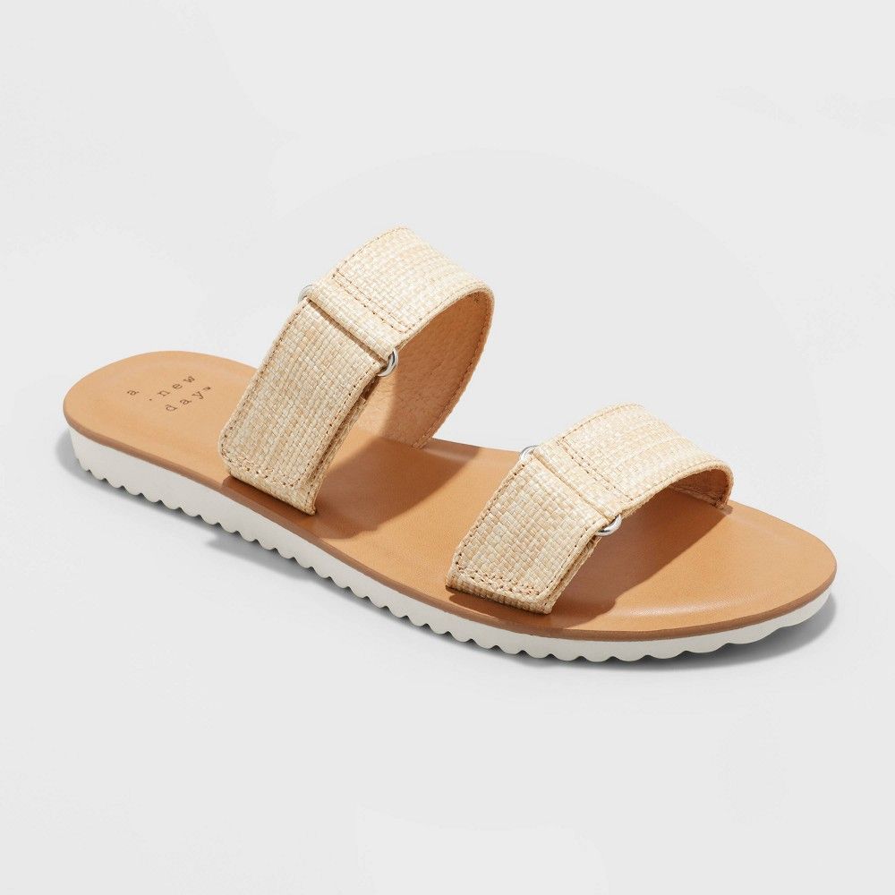 Women's Illiana Two Band Easy Closure Sandals - A New Day Natural 6.5 | Target