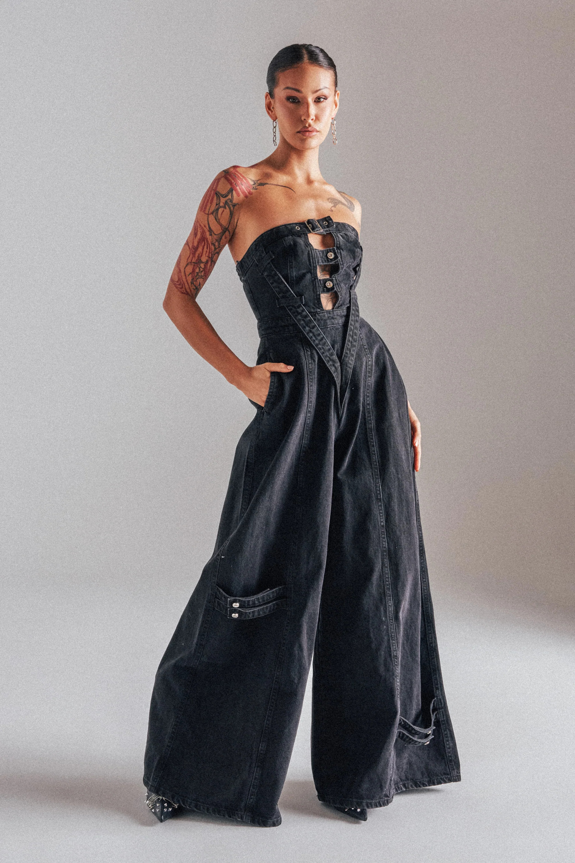 SO YESTERDAY WIDE LEG DENIM JUMPSUIT | AKIRA