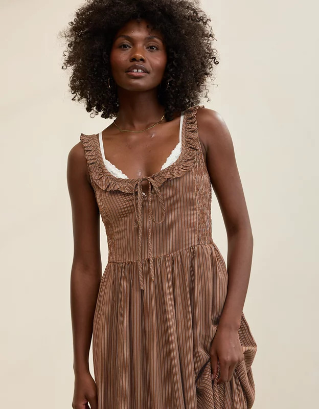 Aerie Happy & Drapey Side Smocked Dress | Aerie