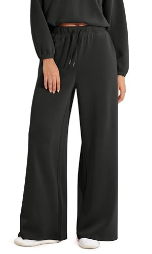 ODODOS Women's Modal Soft Extra Wide Leg Pants with Pockets Drawstring High Waist Pull-On Casual Pants, Black, Small | Amazon (US)