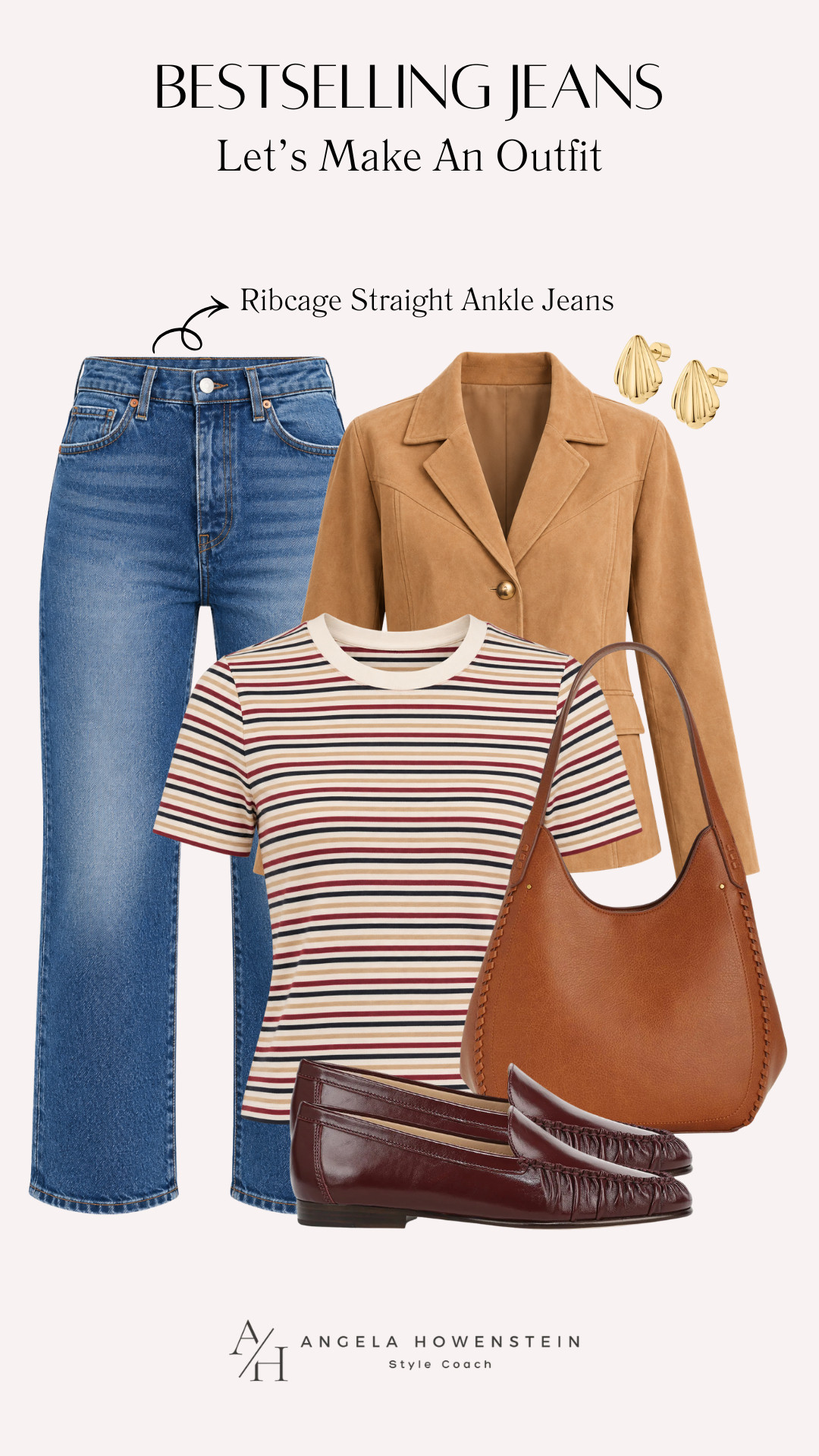 These bestselling Levi’s Ribcage Straight Ankle Jeans are the perfect foundation for a classic fall outfit! Pair them with a striped tee, a camel jacket, and rich burgundy loafers for an easy combination that feels polished without trying too hard. Perfect for lunch, shopping, or a casual day out.

👩‍💻 LTK PRO TIPS
❤️ Heart = Support my posts ;-)
🔖 Save = Get sale & restock alerts for the things you love!
📋 Lists = Keep favorites organized (List ideas: Christmas, Birthdays, and Vacations!)
📲 Share = Send lists and products to a friend (or your daughters like me).
💬 Comment = Ask me anything, and I’ll answer. ;-) 

 #LTKootd #LTKSeasonal #LTKOver40