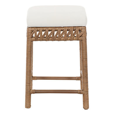 Carly Rattan Counter Stool with Washed Light Finish & Padded Seat | Ballard Designs, Inc.