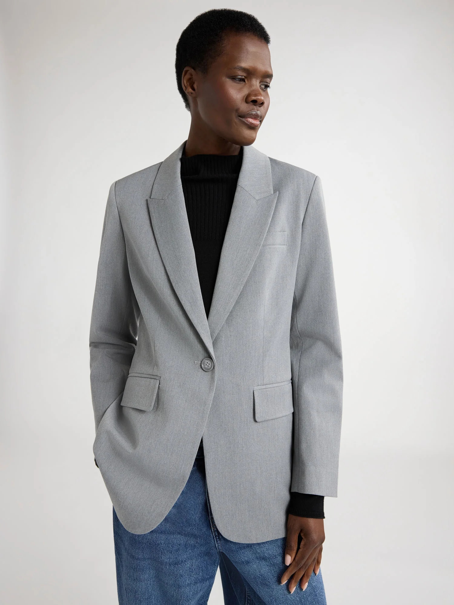 Scoop Women's Ultimate One Button Faux Wool Blazer, Sizes XS-XXL | Walmart (US)